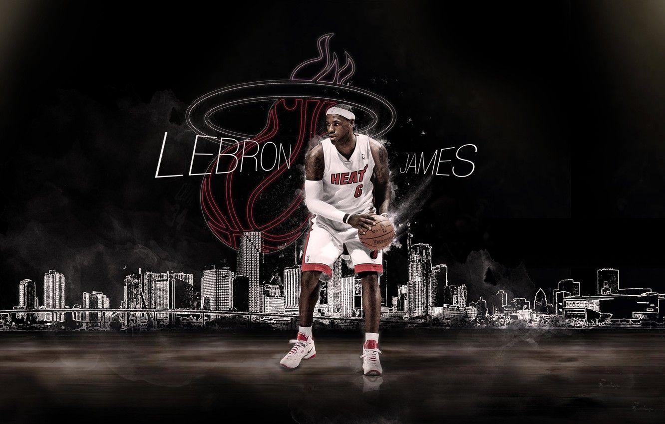 1332x850 Wallpaper Miami, The ball, Sport, Basketball, Background, Miami, NBA, LeBron James, Heat, Hit, LeBron James image for desktop, section спорт