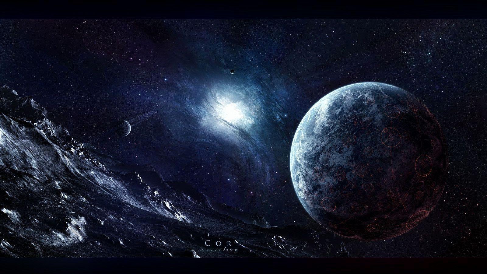 1600x900 Elegant Trippy Space Wallpaper Combination