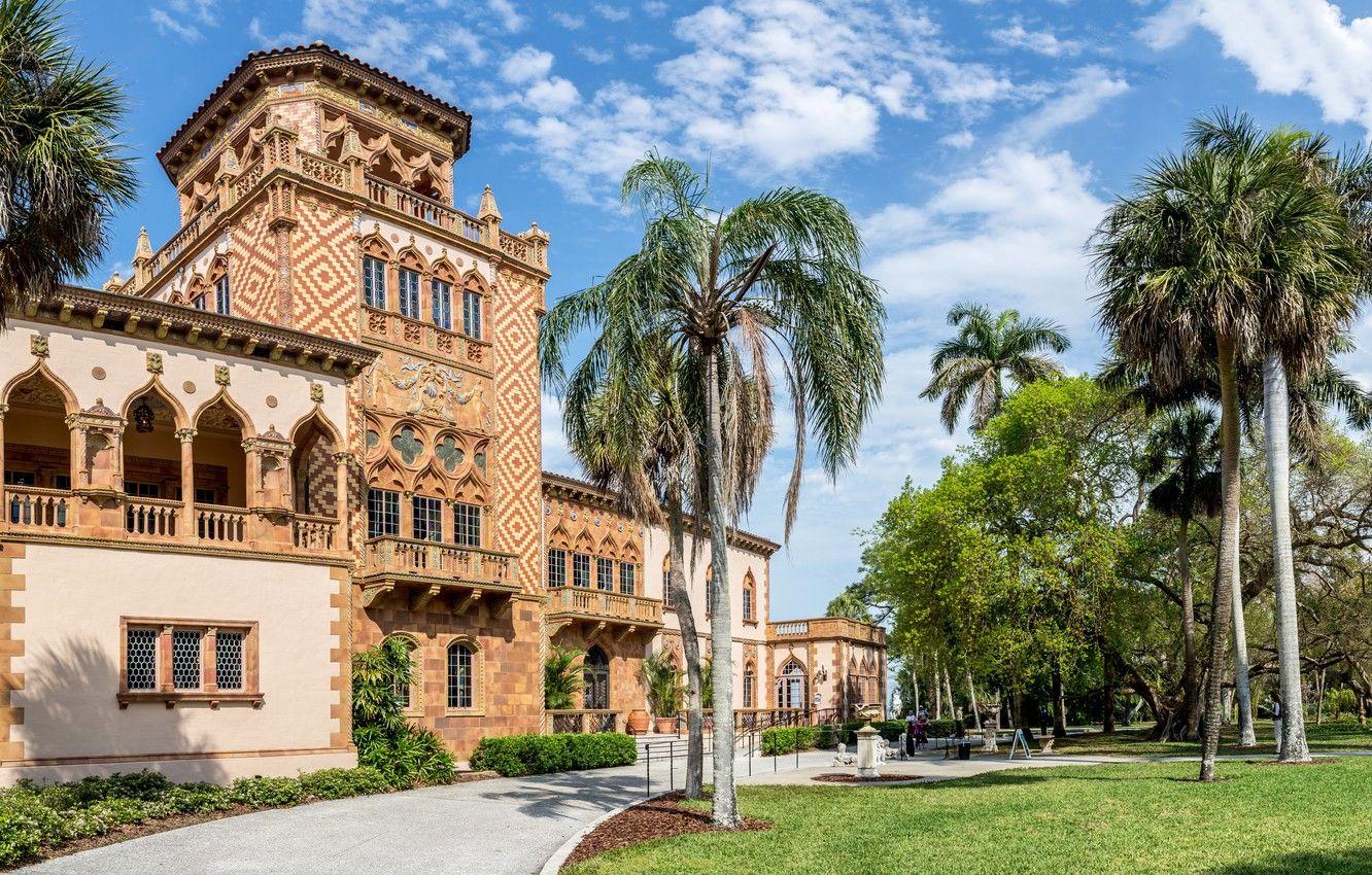 1332x850 Wallpaper palm trees, India, mansion, Beach, Florida, Indian, Sarasota image for desktop, section город