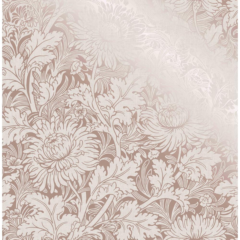 1000x1000 Fine Decor Zinnia Rose Gold Floral Rose Gold Wallpaper Sample 2900 42534SAM Home Depot