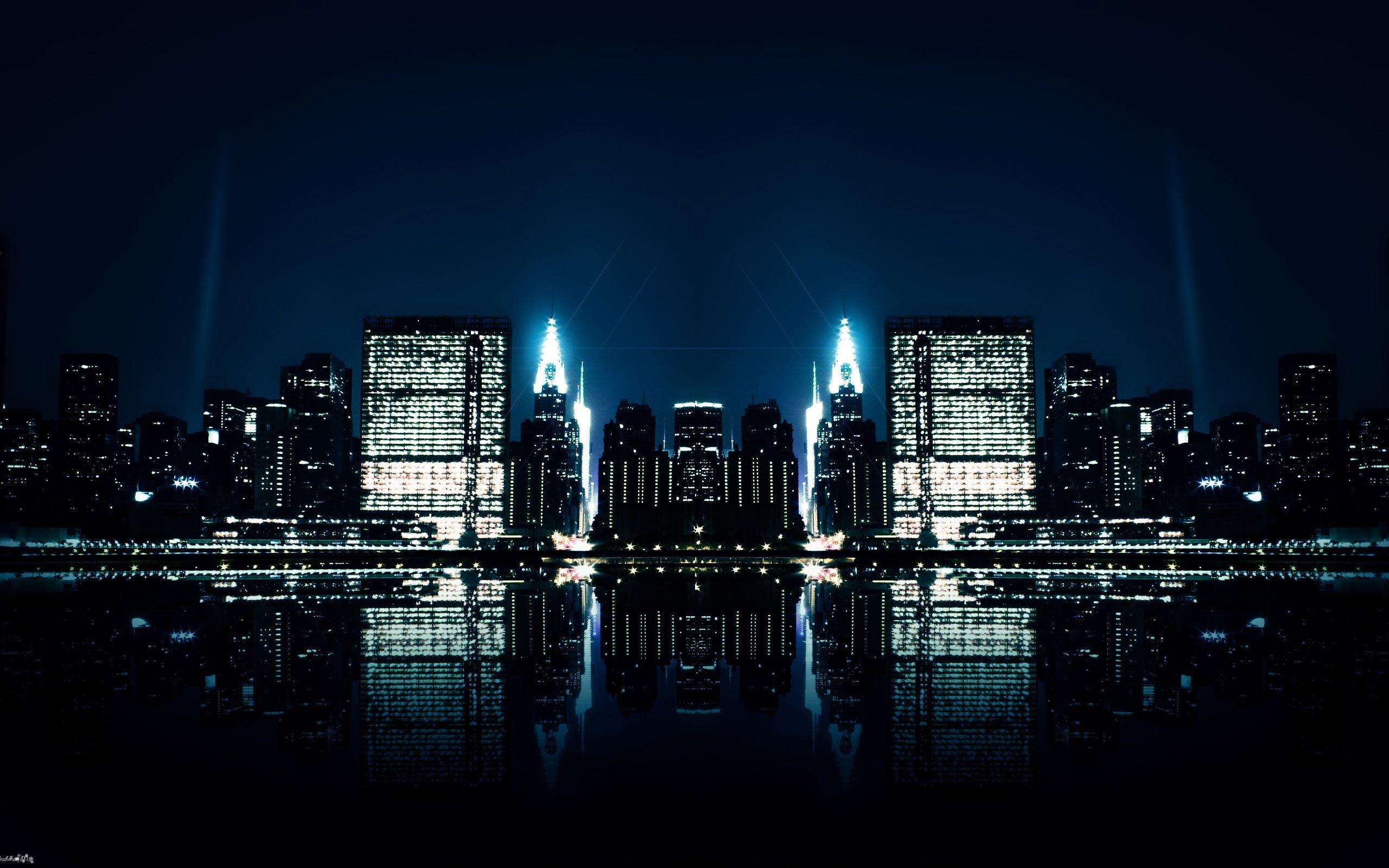 Hình nền phản chiếu ban đêm thành phố 2560x1600