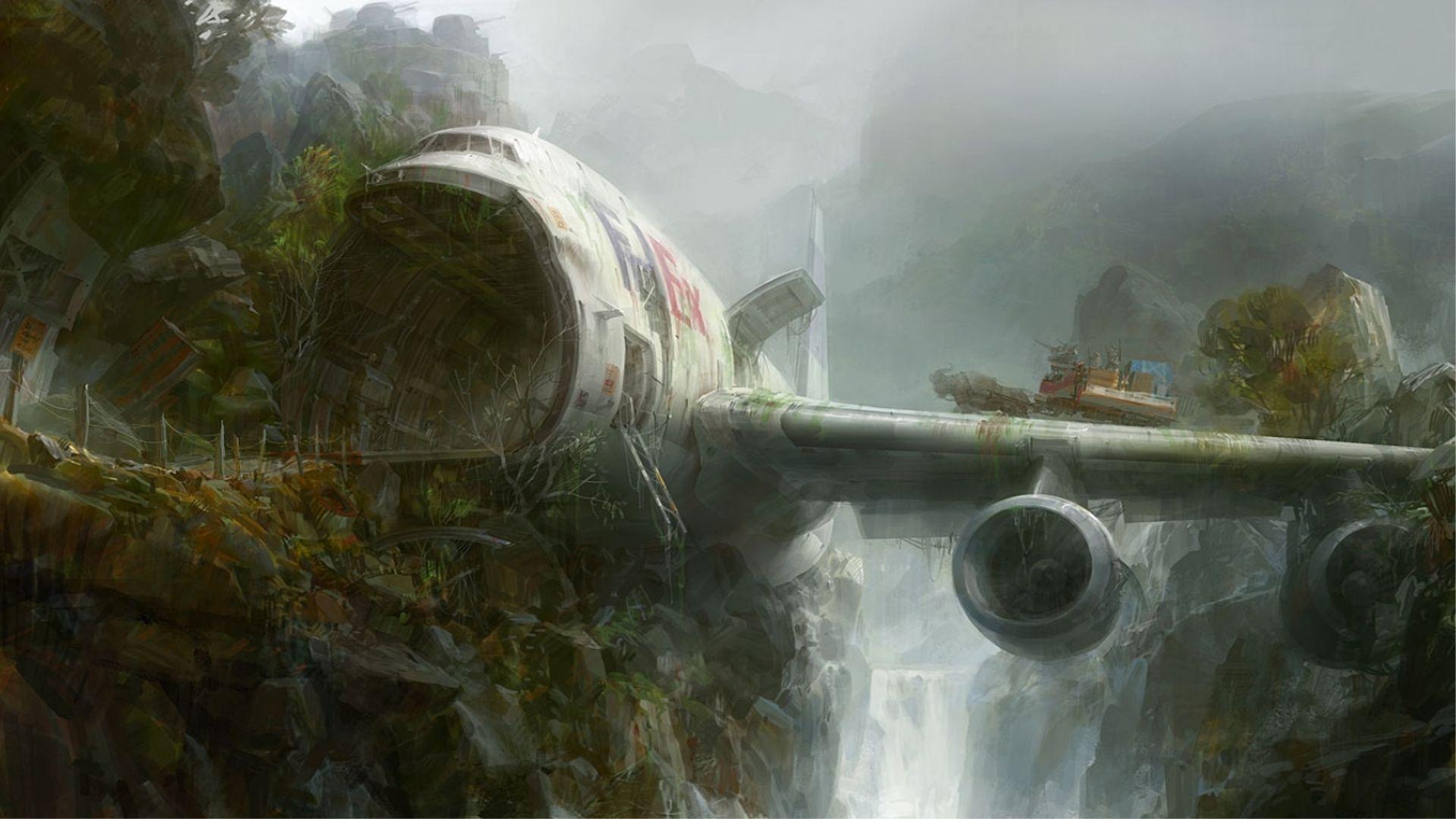 1920x1080 airplanes, crash, apocalypse, realistic wallpaper