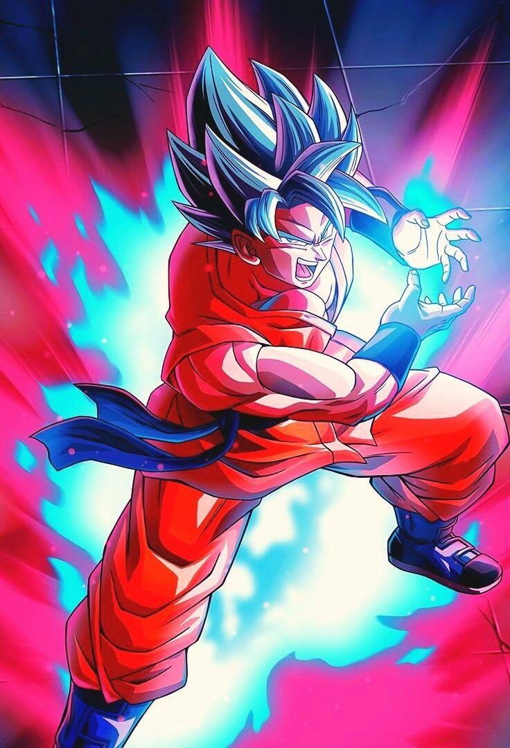 736x1080 Goku Kaioken Mobile Wallpaper