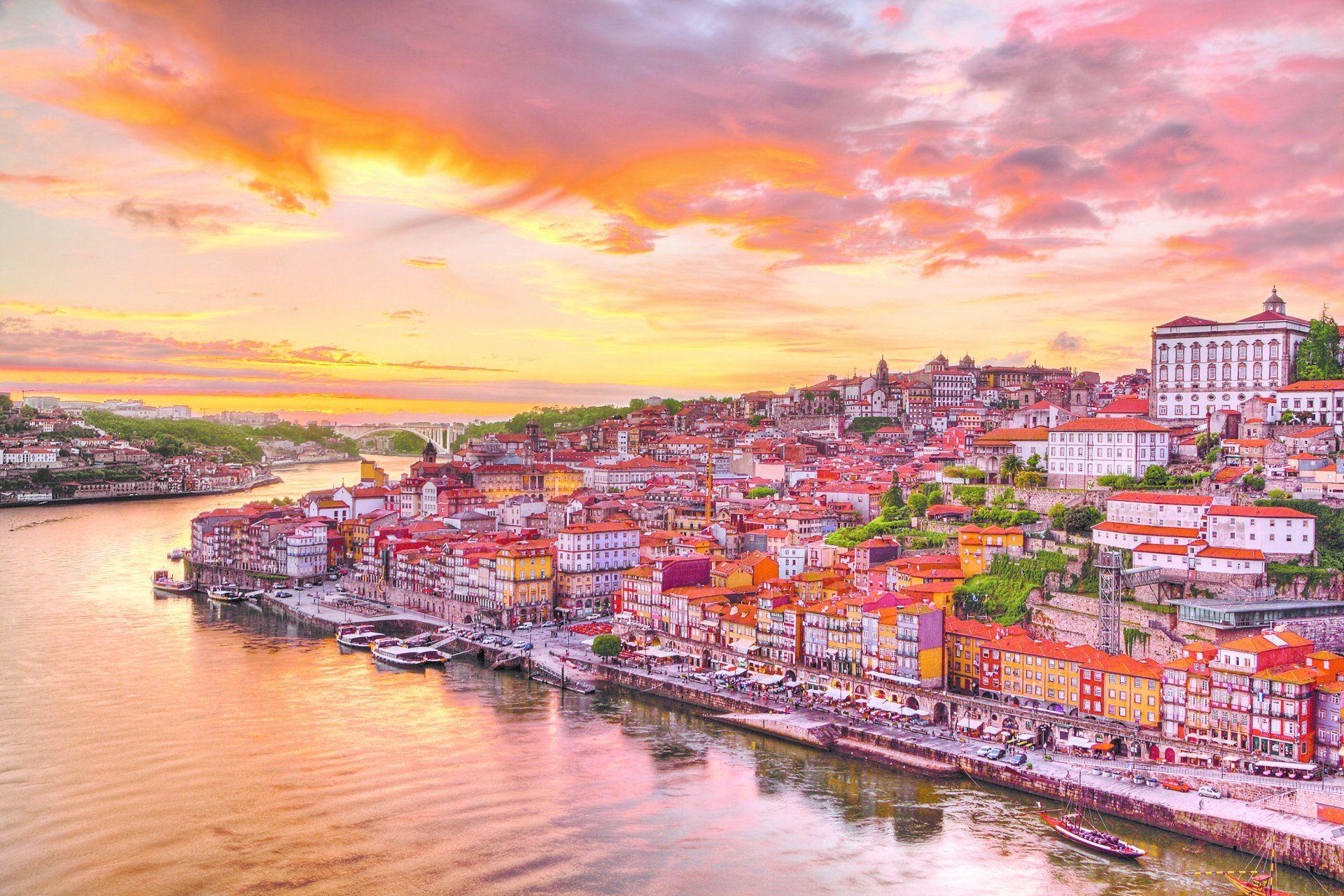 1920x1280 Title Porto, Portugal At Sunset Man Made Porto Of Morro HD Wallpaper