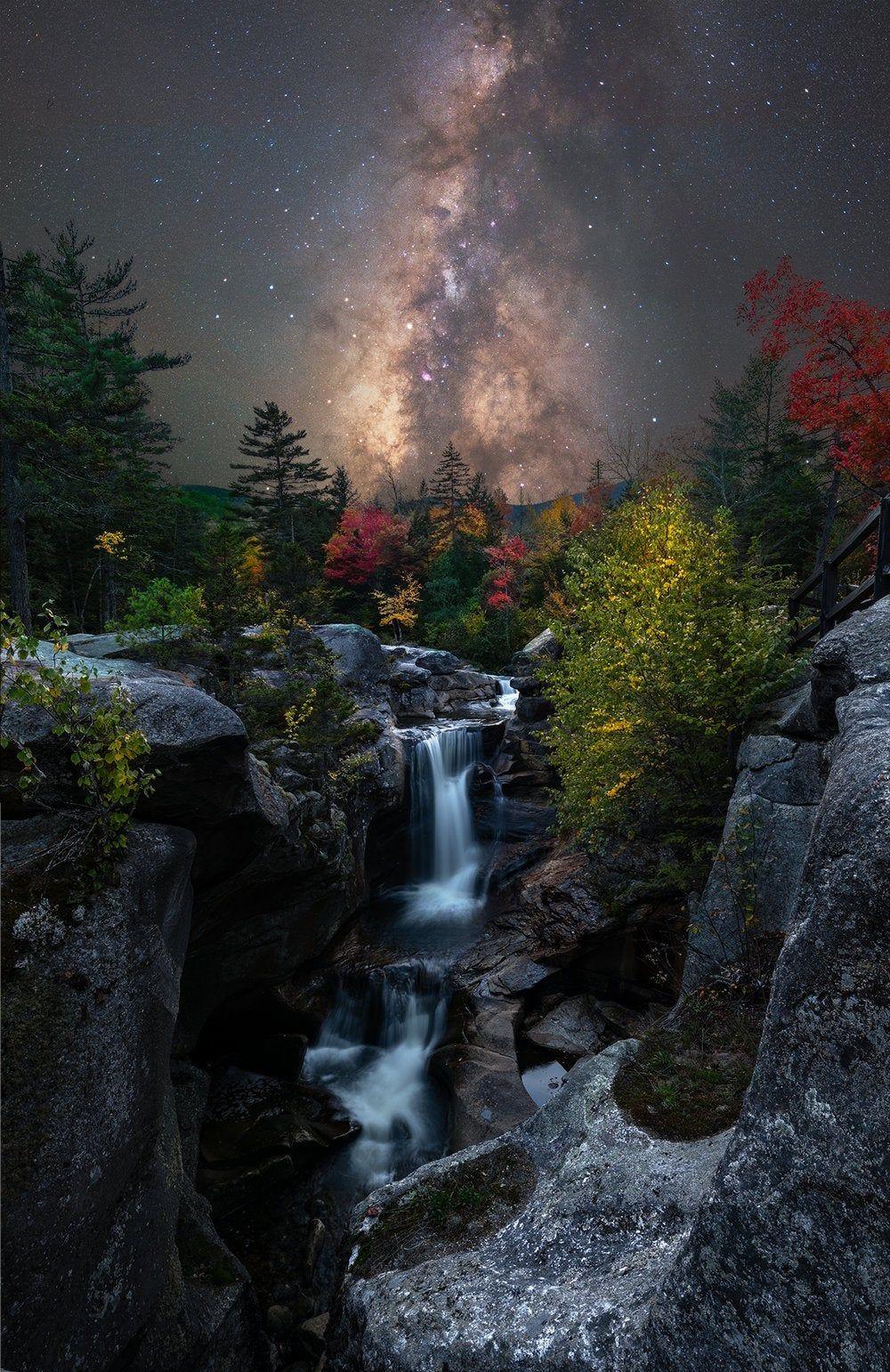1000x1541 The Milky Way Setting Behind A Western Maine Waterfall (x Post R Earthporn). IPhone X Wallpaper