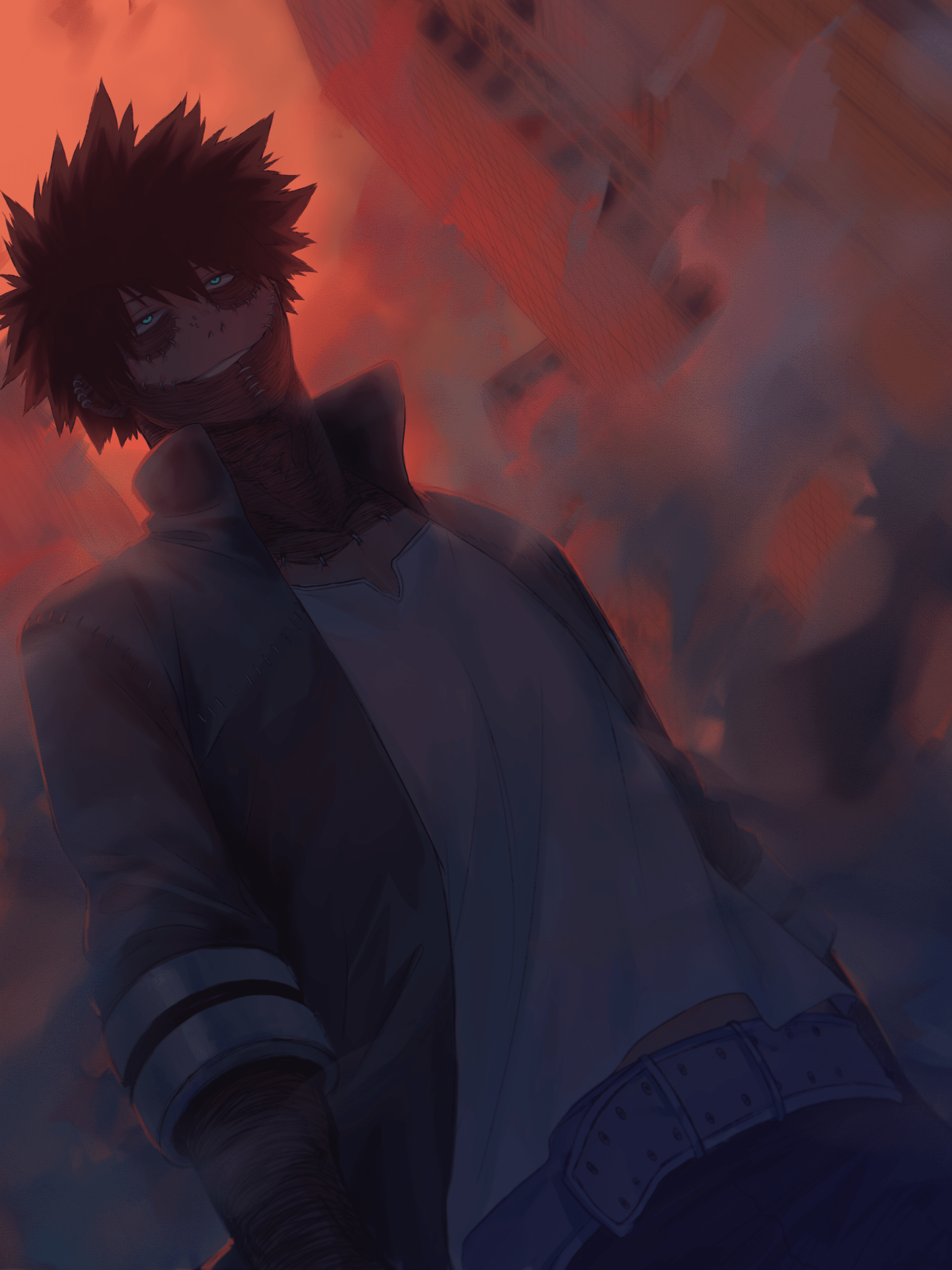 1536x2048 Download 1536x2048 Dabi, Boku No Hero Academia, Smirk, Green Eyes Wallpaper for Apple iPad Mini, Apple IPad 4