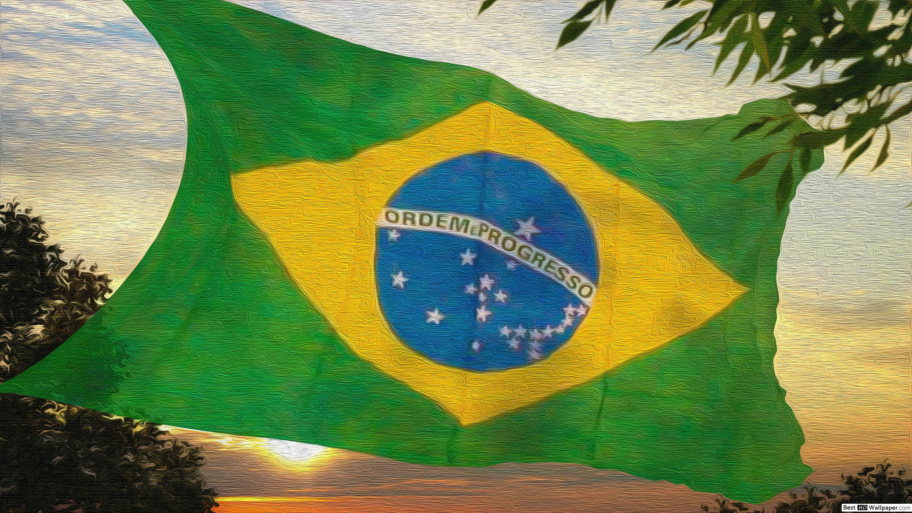 3840x2160 Brazil Flag Canvas HD wallpaper download