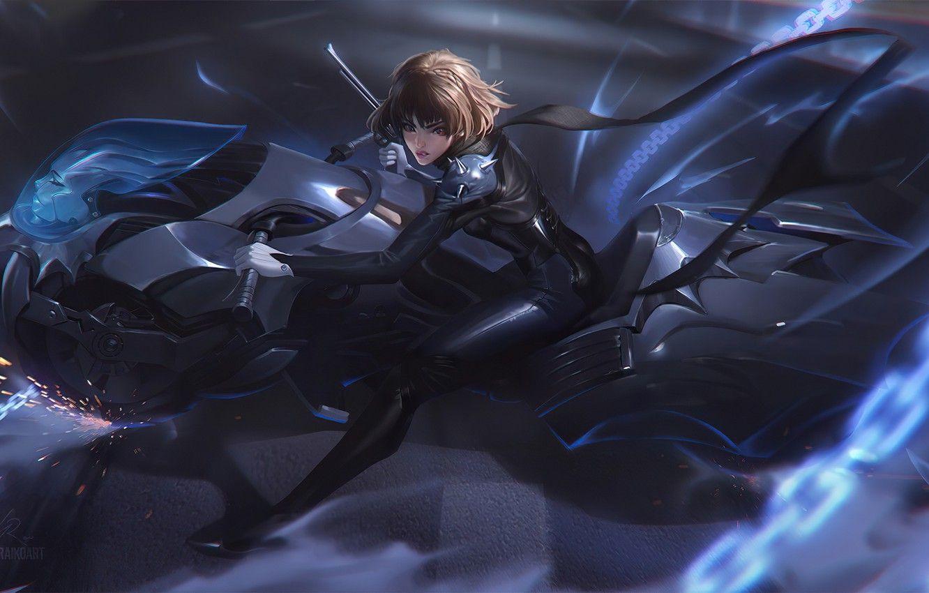1332x850 Wallpaper girl, motorcycle, Person Makoto Niijima image for desktop, section сёнэн
