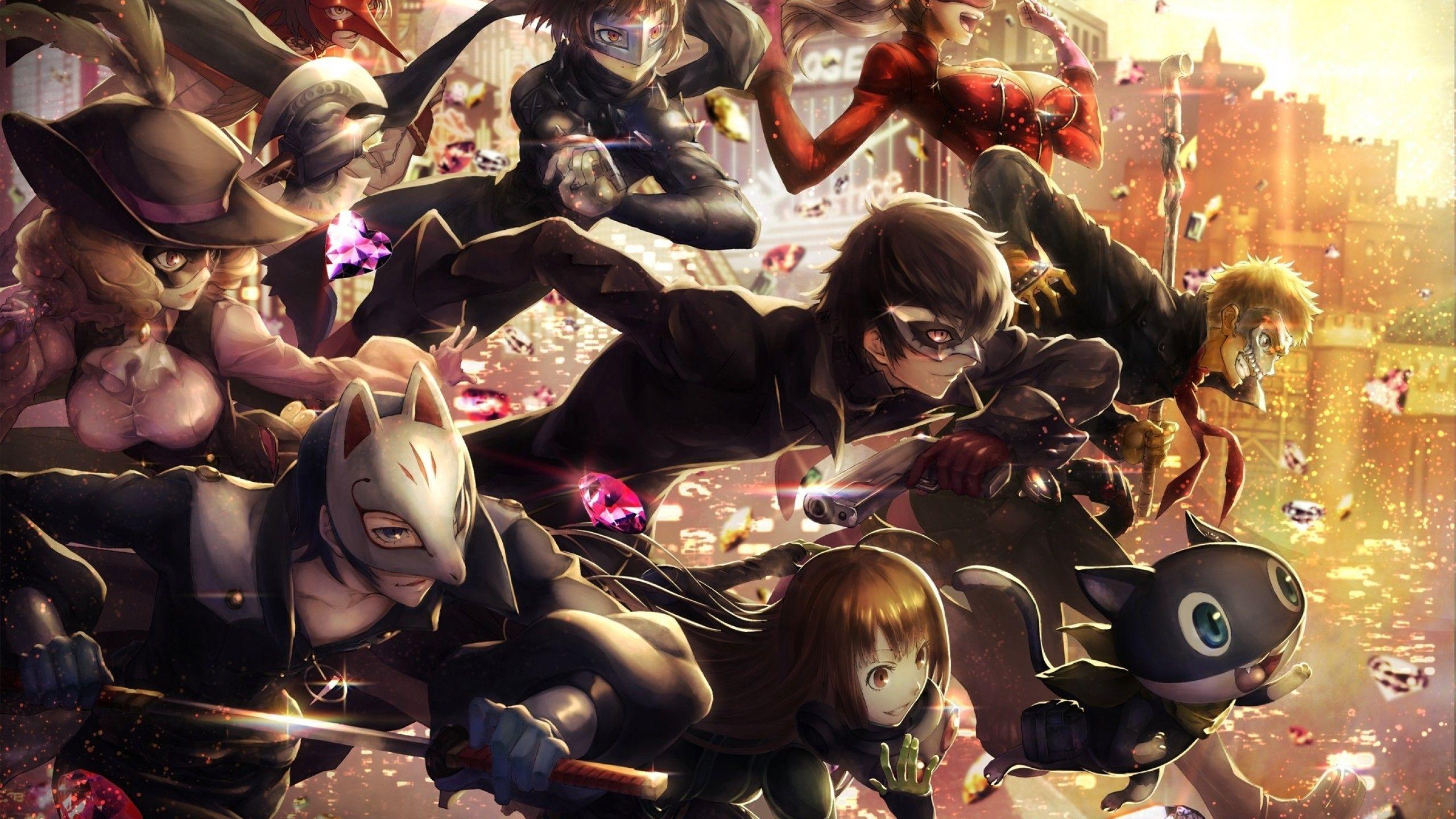 2560x1440 Download 2560x1440 Persona Akechi Goro, Kurusu Akira, Okumura Haru, Nijima Makoto Wallpaper for iMac 27 inch