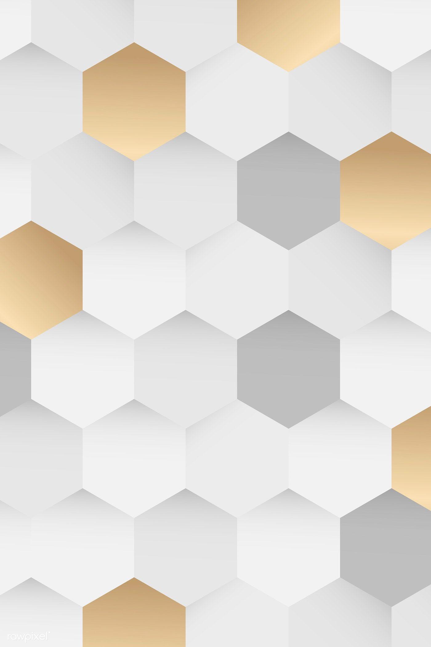 1400x2100 Download premium vector of White and gold hexagon pattern background. Background patterns, Hexagon pattern, Vector background pattern