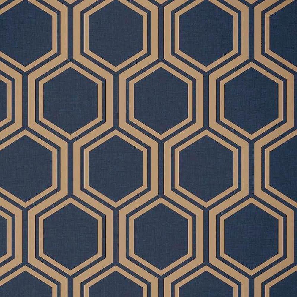 1000x1000 Arthouse Luxe Hexagon Geometric Wallpaper Navy Blue Gold Metallic Textured