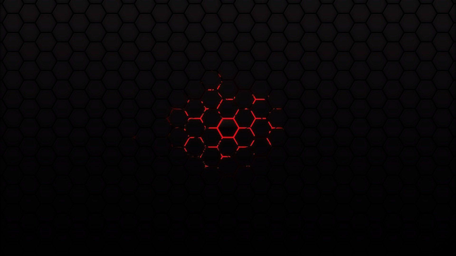 1920x1080 Black and Red Hexagon Logo