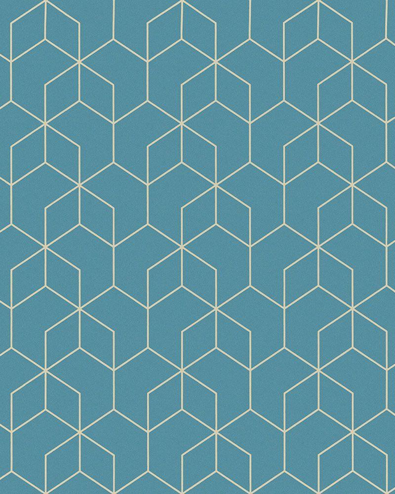 800x1000 Non Woven Wallpaper Hexagon Blue Gold Gloss 6743 20