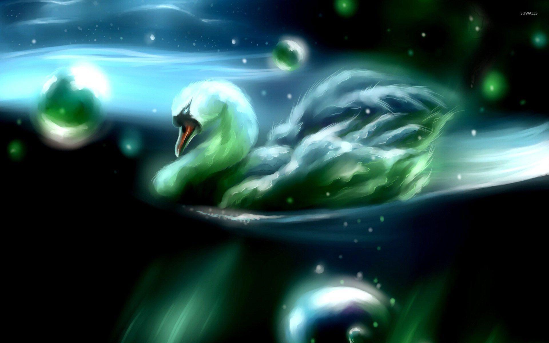 1920x1200 Swan in the night wallpaper Art wallpaper