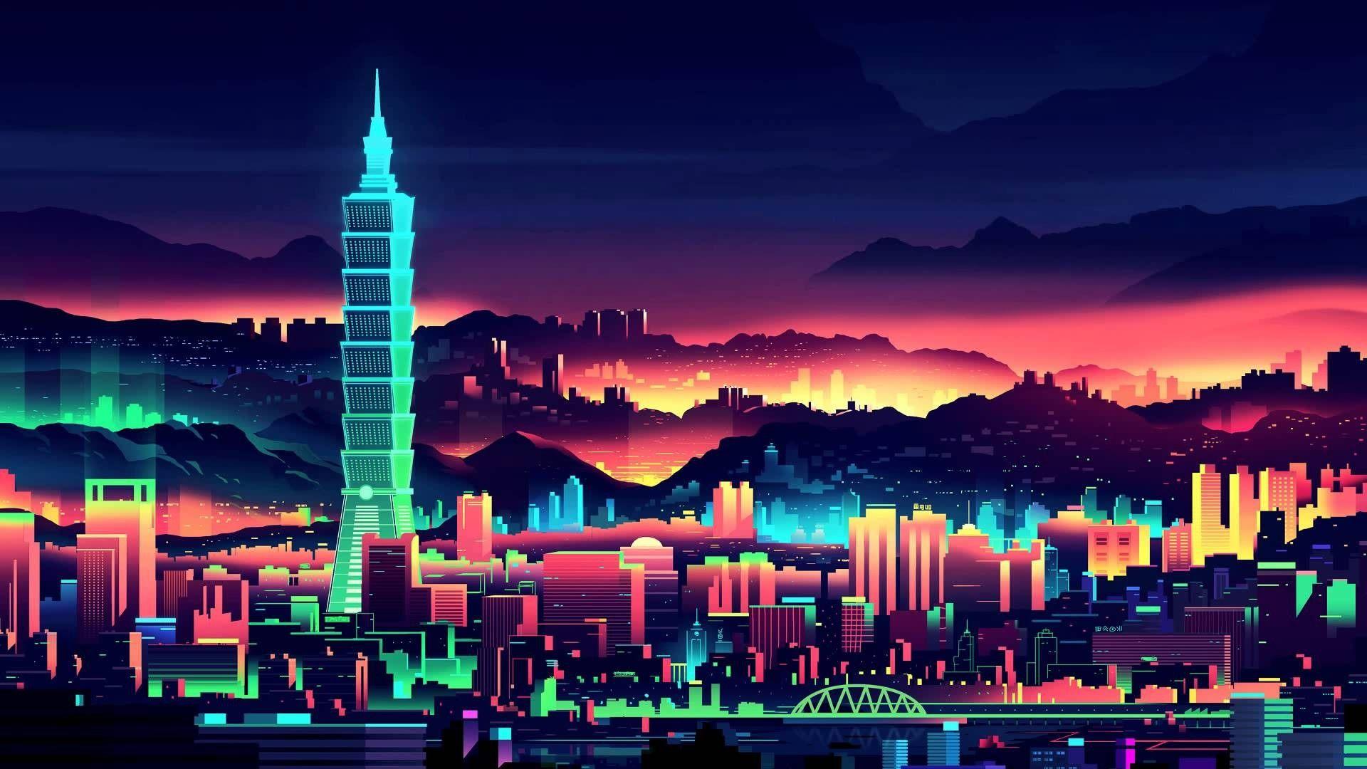 1920x1080 #Retro style, s, #neon, #city, wallpaper. Mocah.org HD Desktop Wallpaper