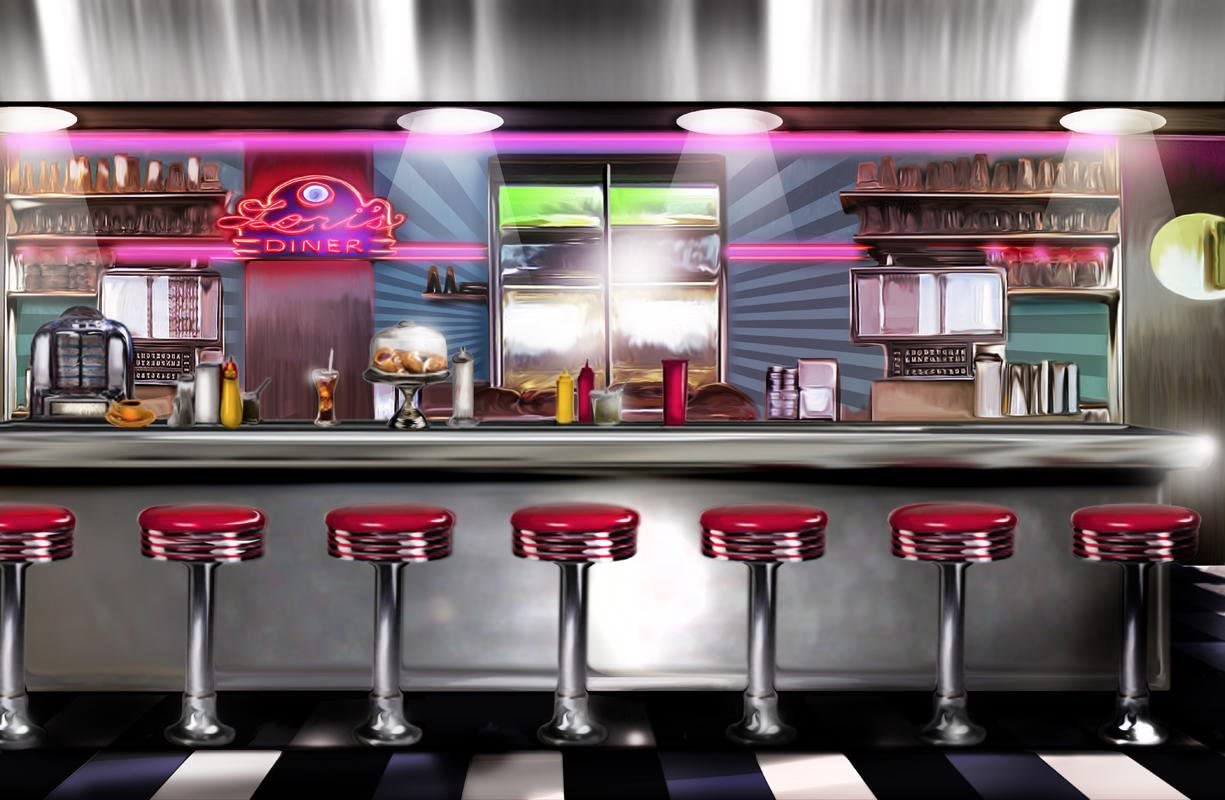 1225x800 P160701 9 Photo Wallpaper Non Woven American Diner Airbrush 50s Fifties Rockabilly: Amazon.co.uk: DIY & Tools