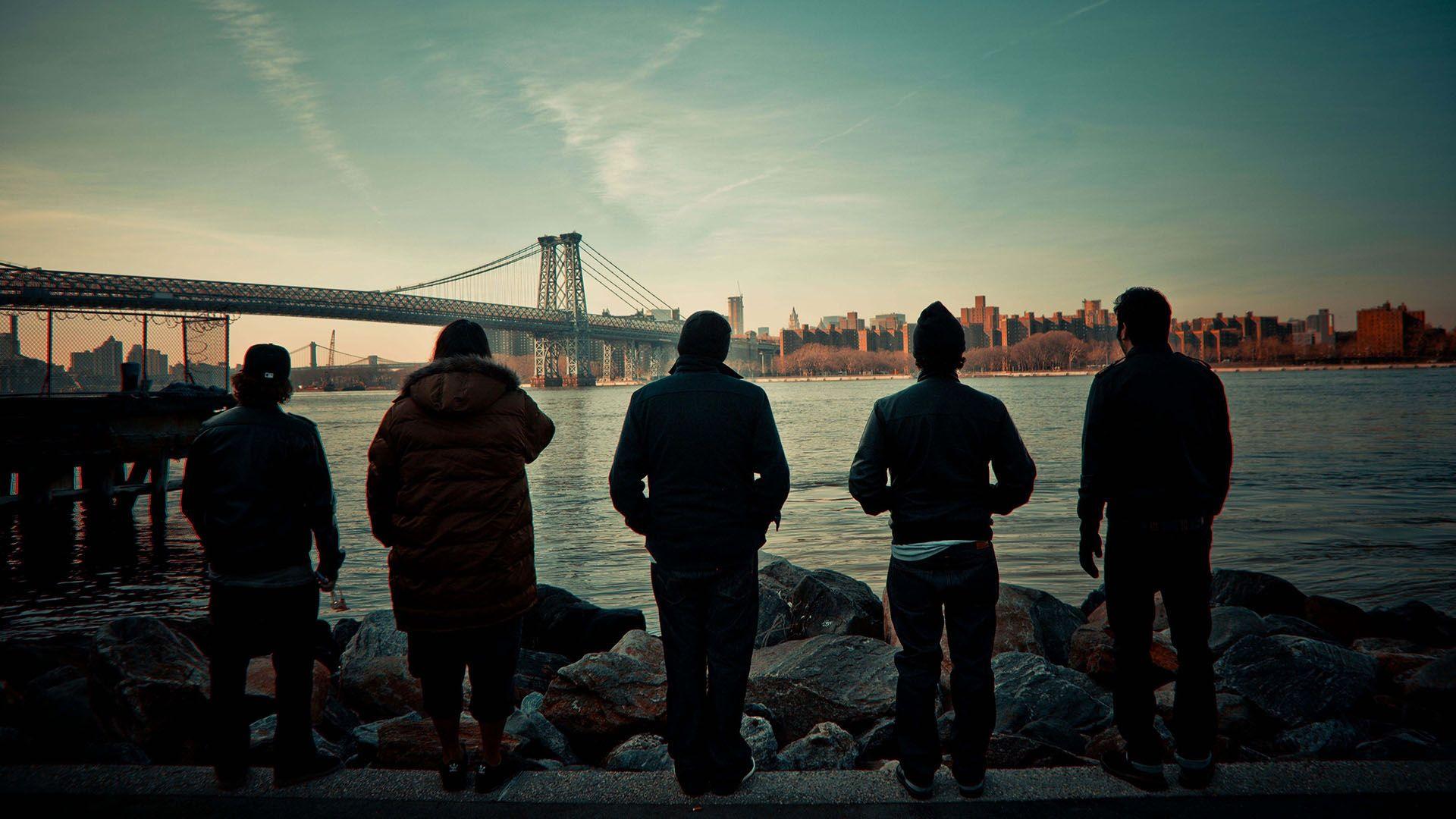 1920x1080 Download Wallpaper 1920x1080 deftones, city, bridge, sunset, sky, clouds Full HD 1080p HD Background