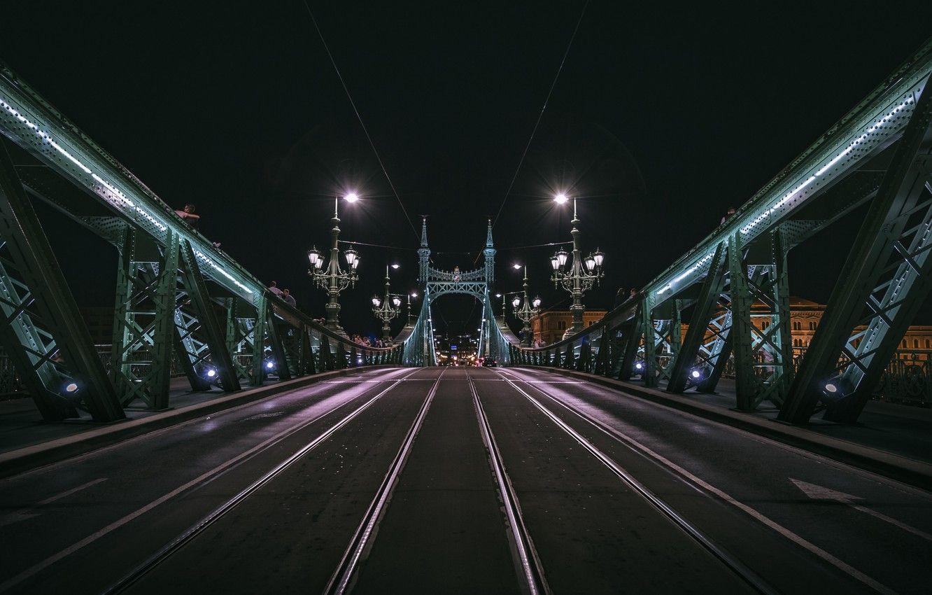 1332x850 Wallpaper city, lights, road, bridge, glare, people, rails, asphalt, Hungary, night city, Budapest, tracks, 4k uhd background, city ​​lights image for desktop, section город