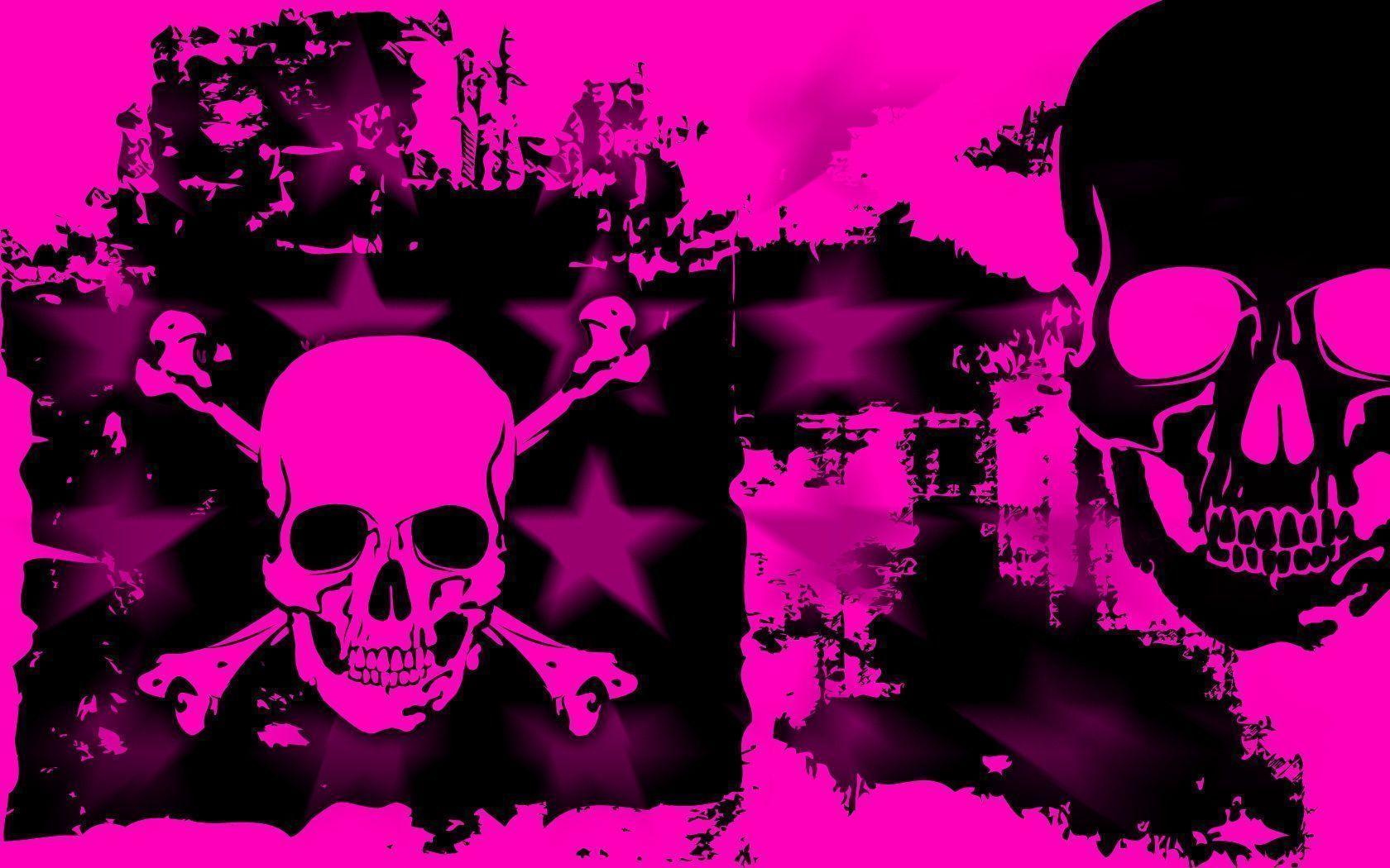 1680x1050 Pink Skull Wallpaper