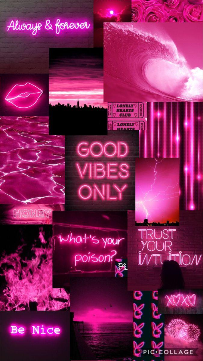 Collage Lock Screen Hot Pink Aesthetic Wallpaper - Instituto