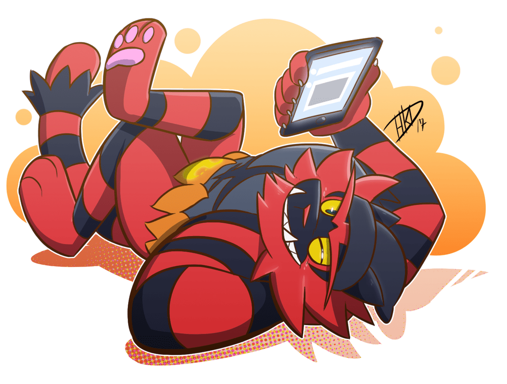 1024x776 Incineroar on the phone. Pokémon Sun and Moon