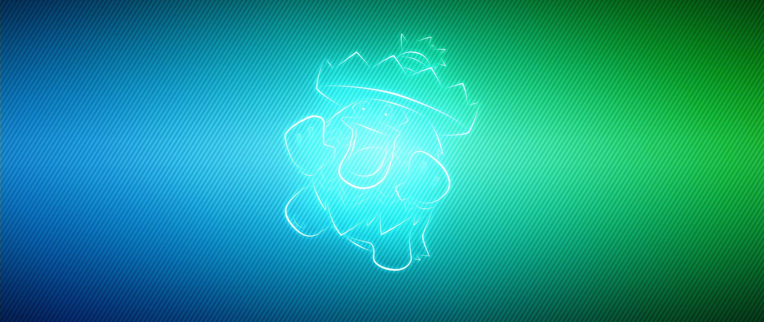 2560x1080 Download wallpaper 2560x1080 pokemon, bright, green, blue, ludicolo dual wide 1080p HD background