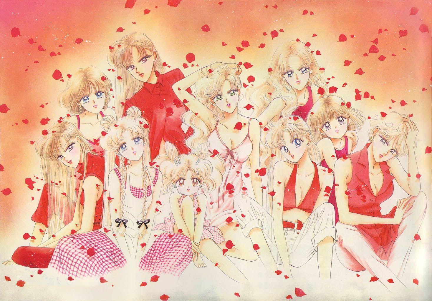 1467x1024 Red Sailor Scouts Wallpaper (Manga Art)