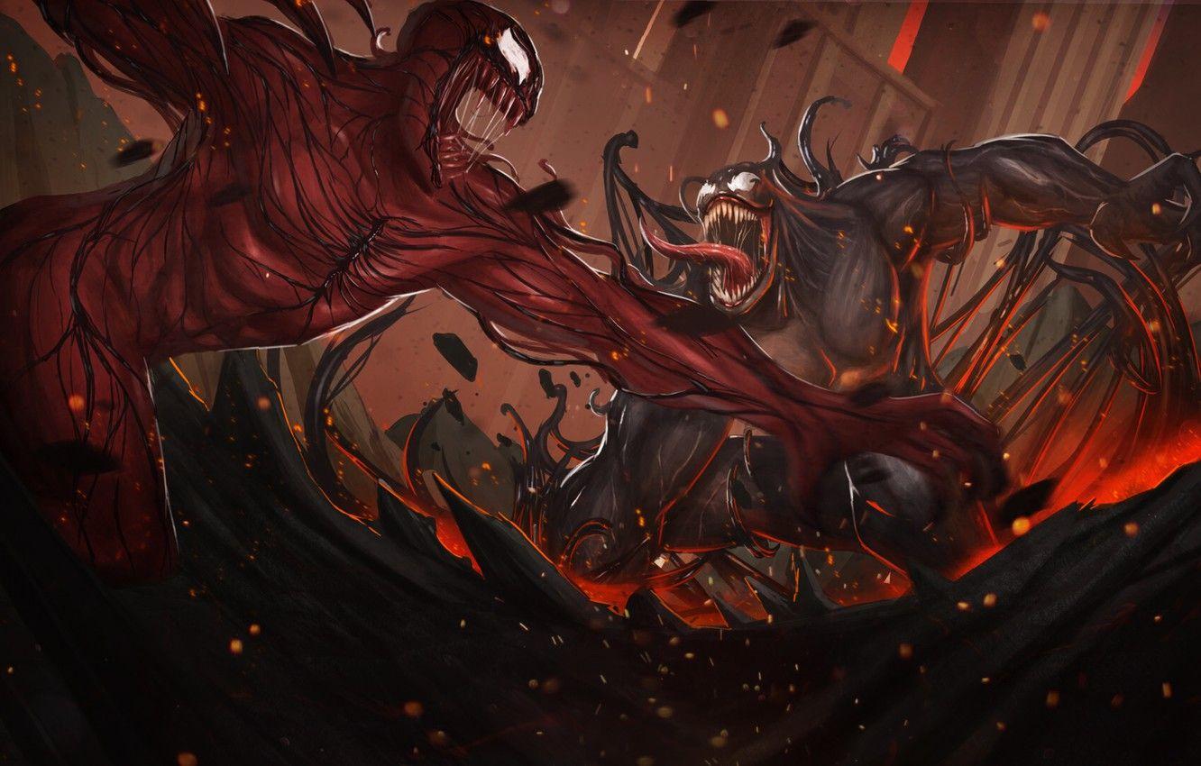 1332x850 Wallpaper Figure, Language, Battle, Teeth, Fight, Fangs, Art, Marvel, Marvel Comics, Illustration, MARVEL, Venom, Venom, Carnage, Symbiote, Carnage image for desktop, section арт