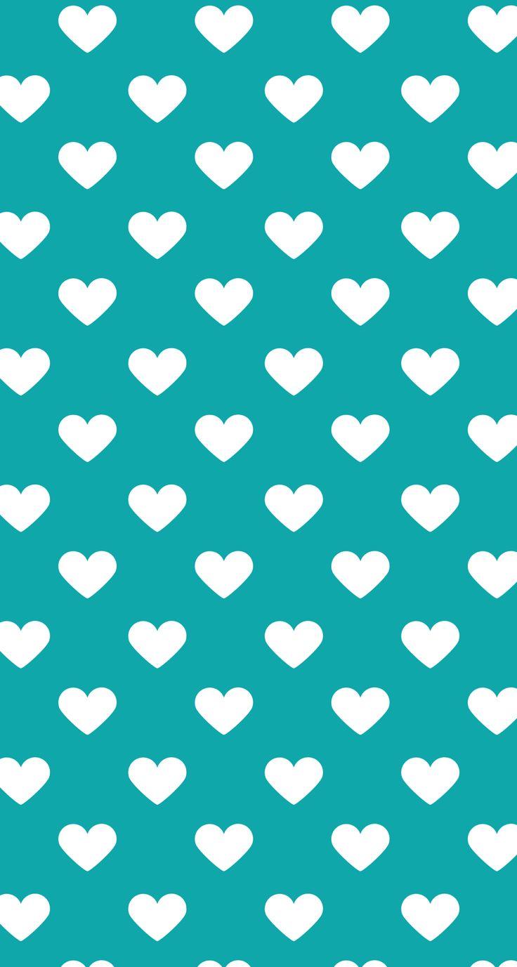 736x1377 Turquoise with white hearts. iPhone wallpaper