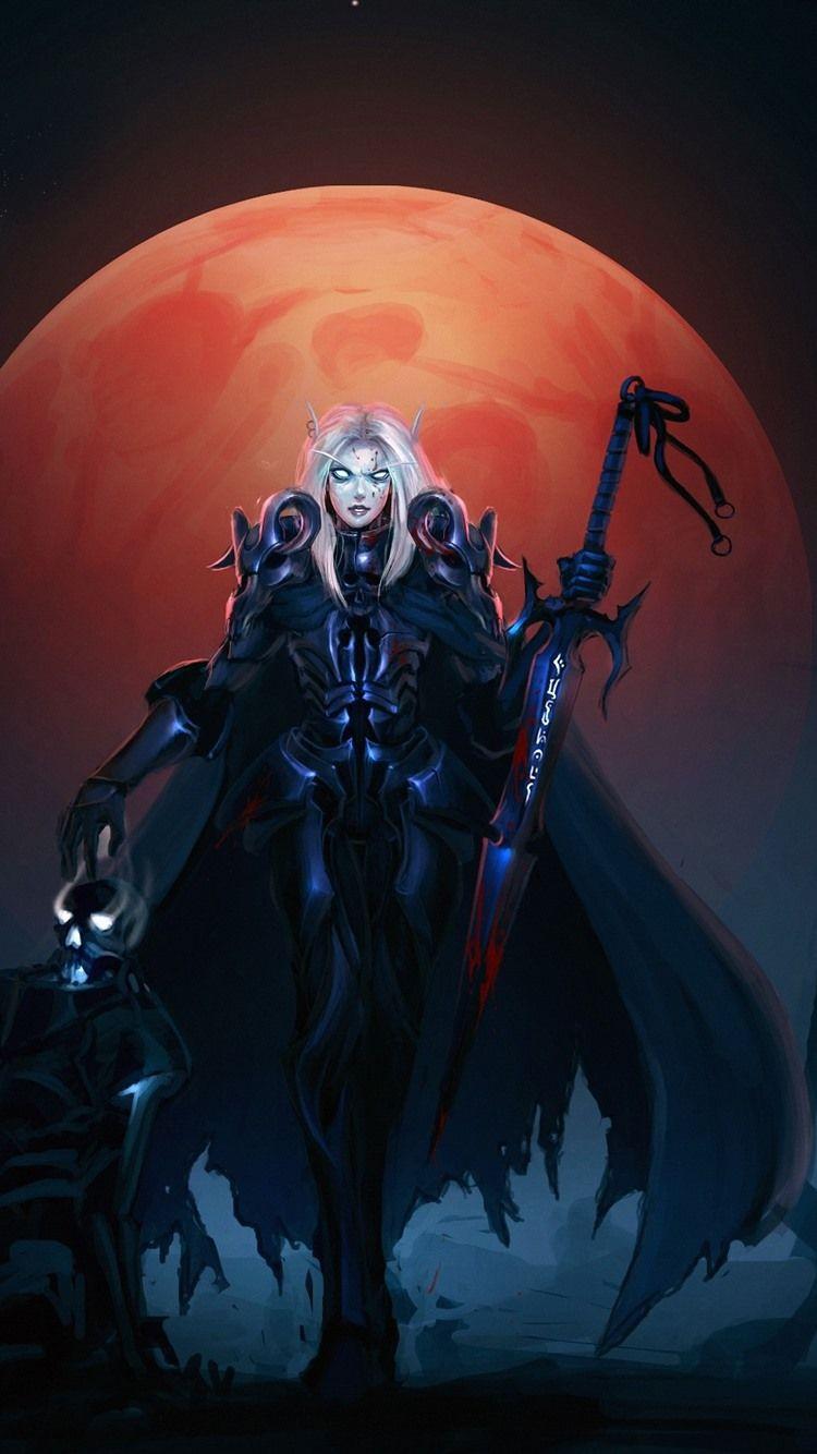 750x1334 World Of Warcraft, WOW, Girl, Sword, Moon 750x1334 IPhone 8 7 6 6S Wallpaper, Background, Picture, Image
