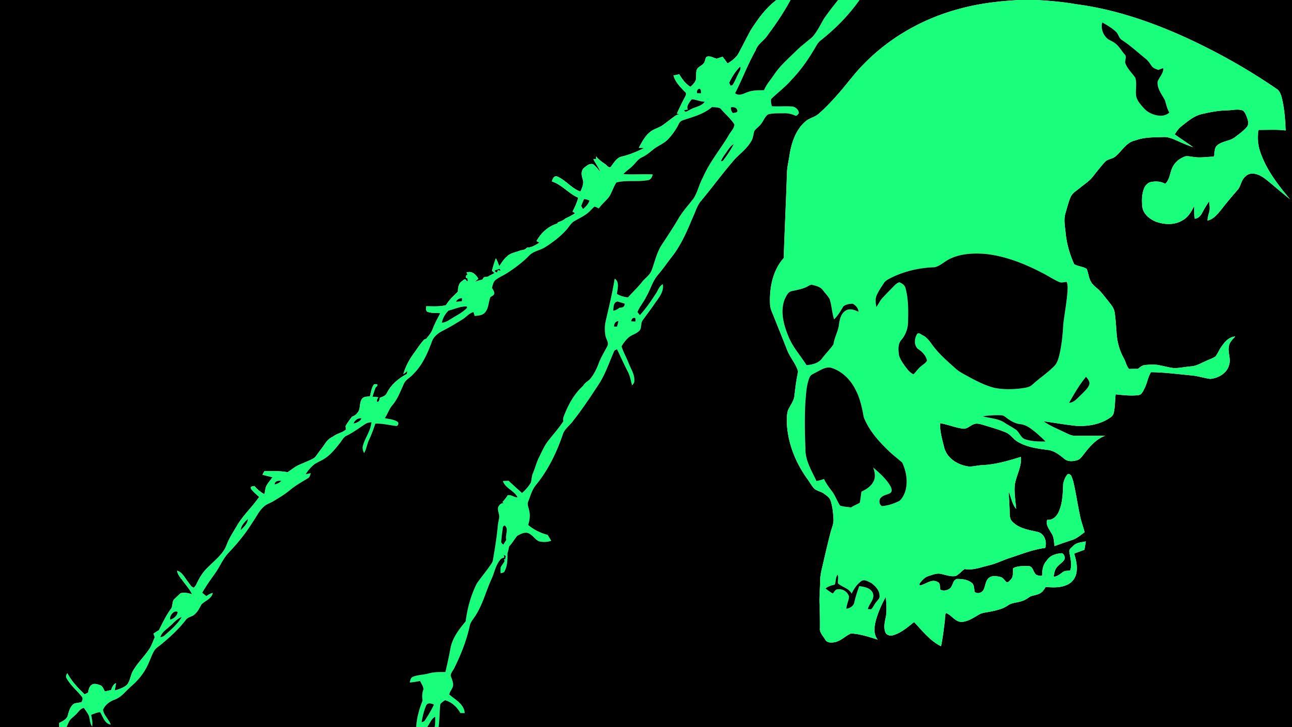 2560x1440 Black Green Skull Minimalist Laptop HD HD 4k Wallpaper, Image, Background, Photo and Picture