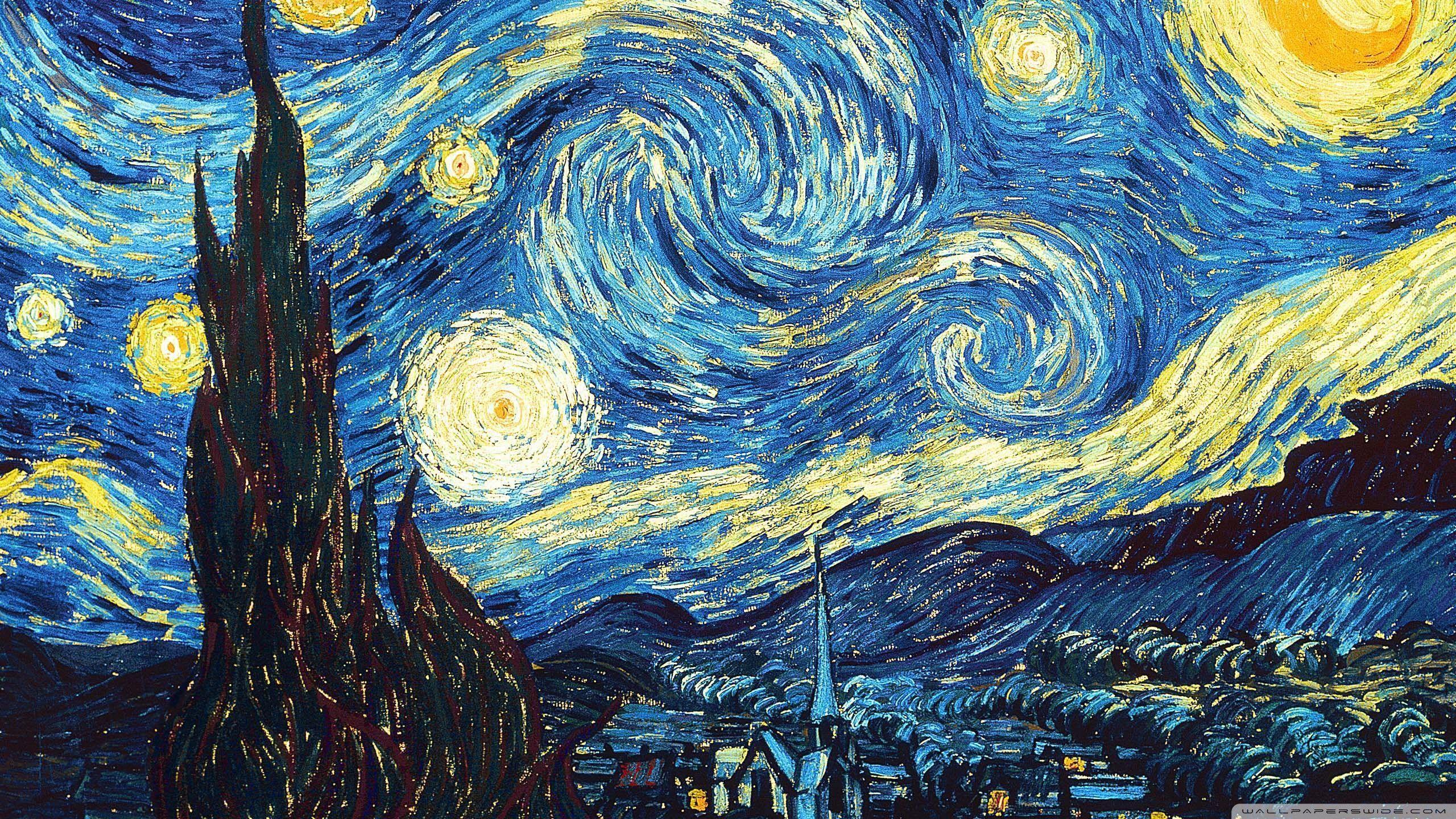 2560x1440 The Starry Night ❤ 4K HD Desktop Wallpaper for 4K Ultra HD TV. Starry night van gogh, Starry night wallpaper, Van gogh paintings