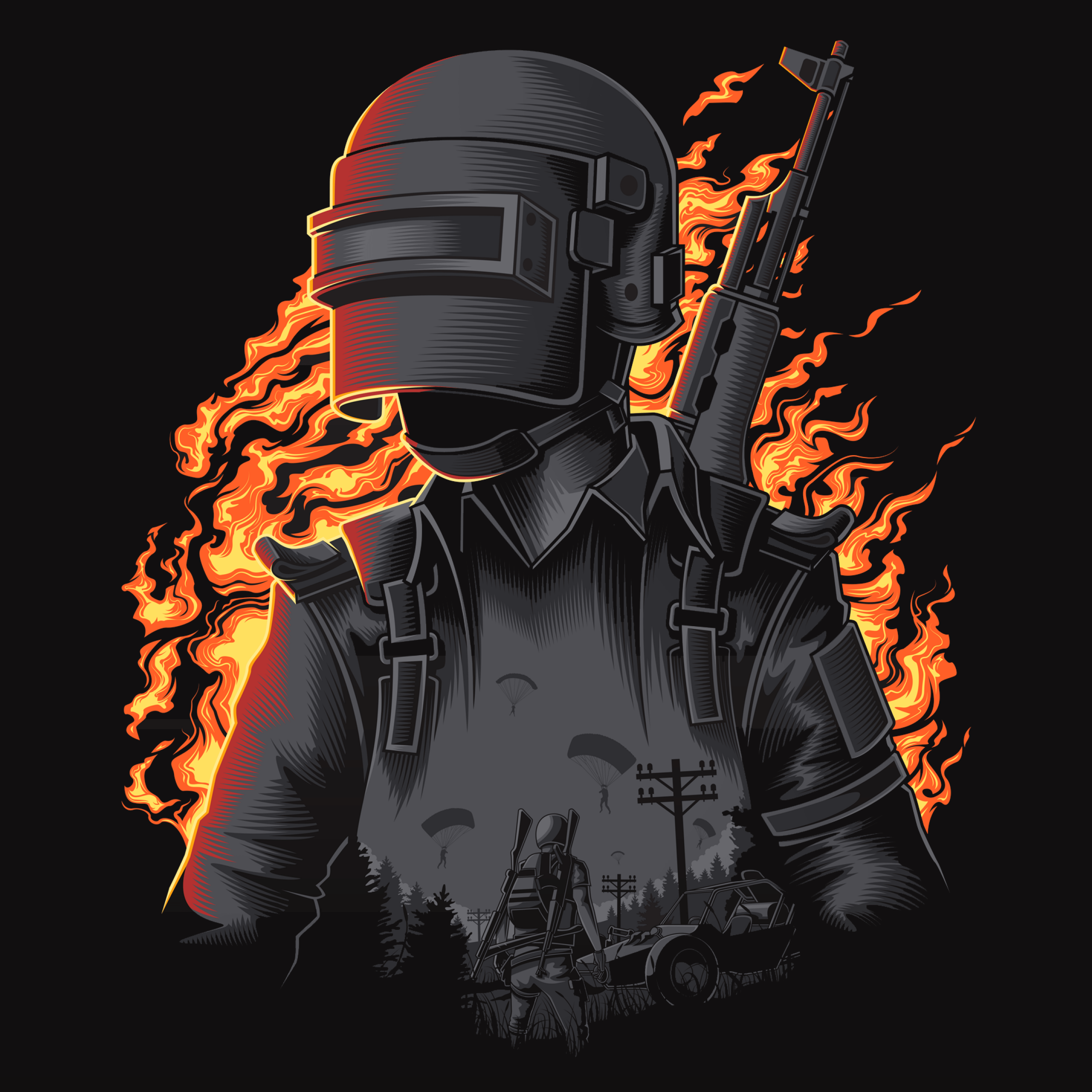 2560x2560 Wallpaper PUBG, Illustration, PlayerUnknown's Battlegrounds, Artwork, HD, Creative Graphics,. Wallpaper for iPhone, Android, Mobile and Desktop