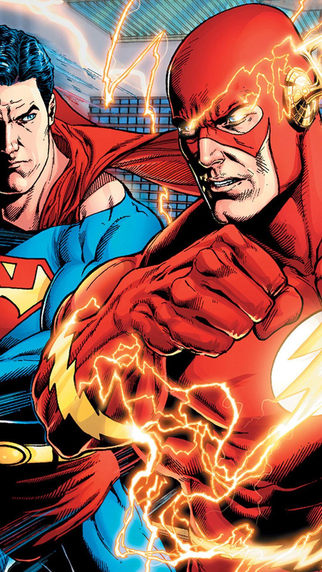 1080x1920 iPhone 6 plus Superman and flash race HD Wallpaper