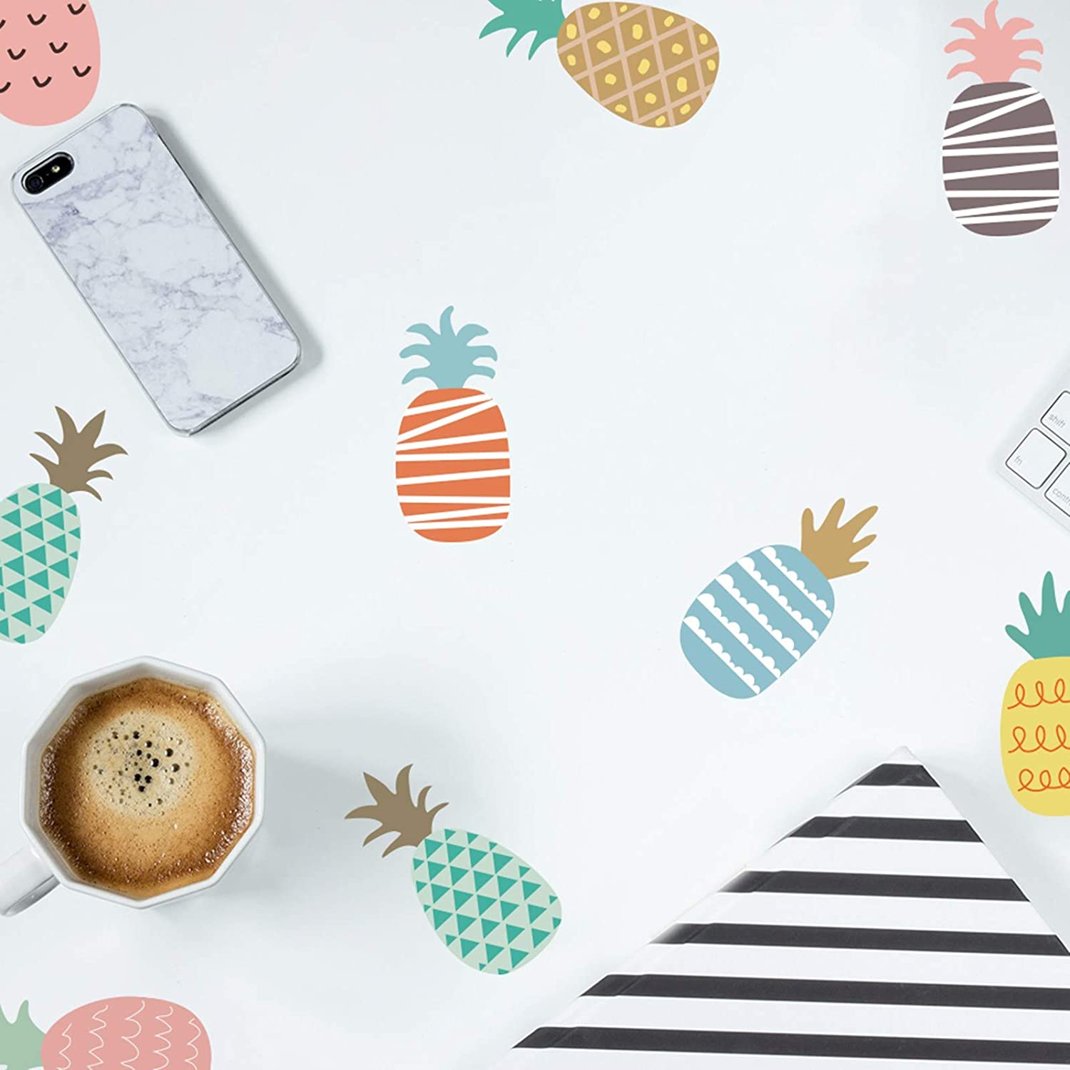 1500x1500 Wall Sticker Decal, Removable Colorful Pineapple Wallpaper For Kid's Room Bedroom Living Room, PVC Vinyl Waterproof: Baby