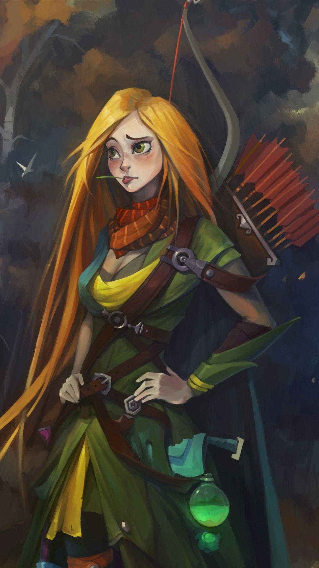 1080x1920 Wallpaper Dota blonde girl, archer, art picture 2880x1800 HD Picture, Image
