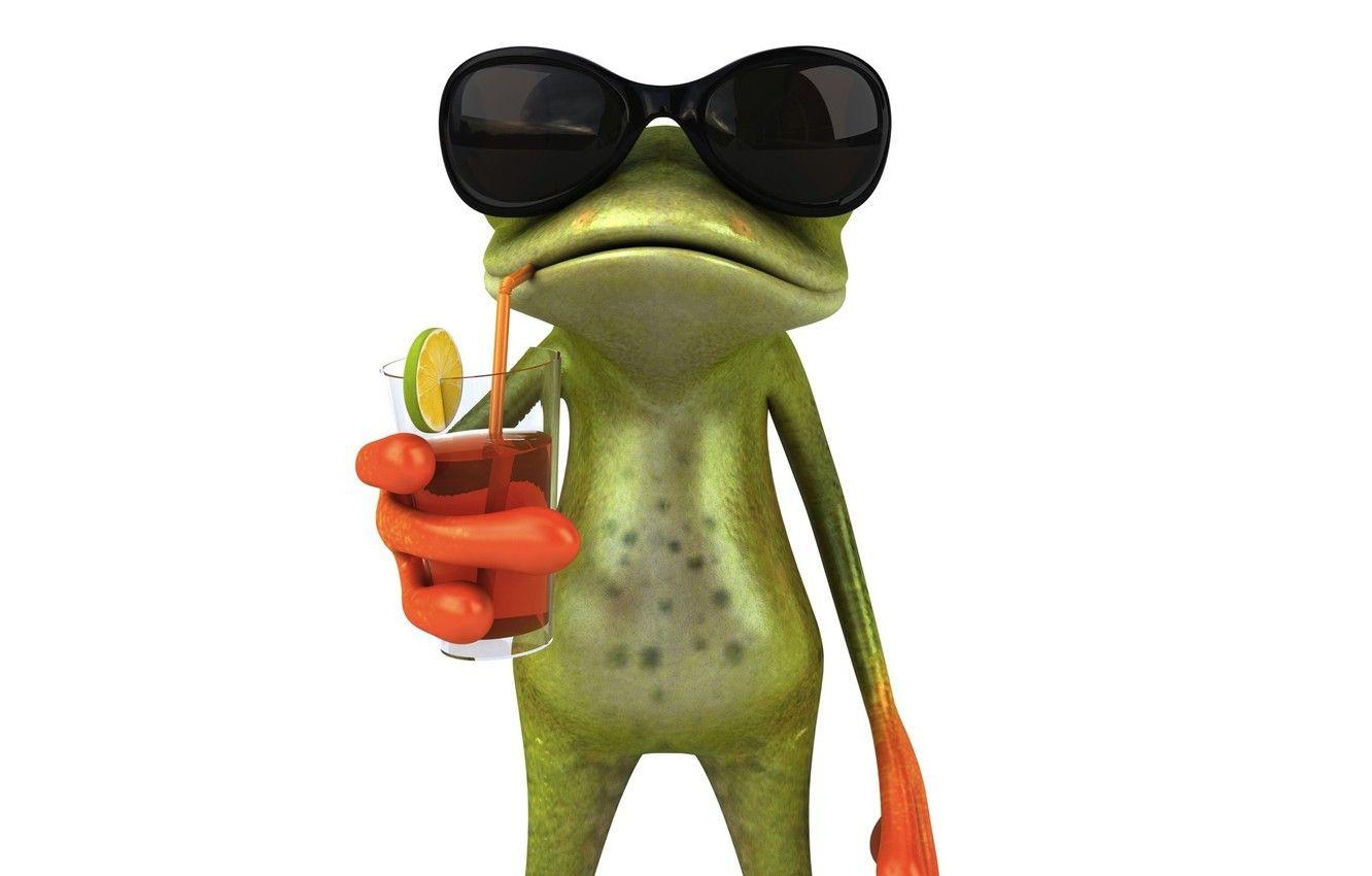 1332x850 Wallpaper graphics, cocktail, frog, juice, glasses, Free frog 3D image for desktop, section рендеринг
