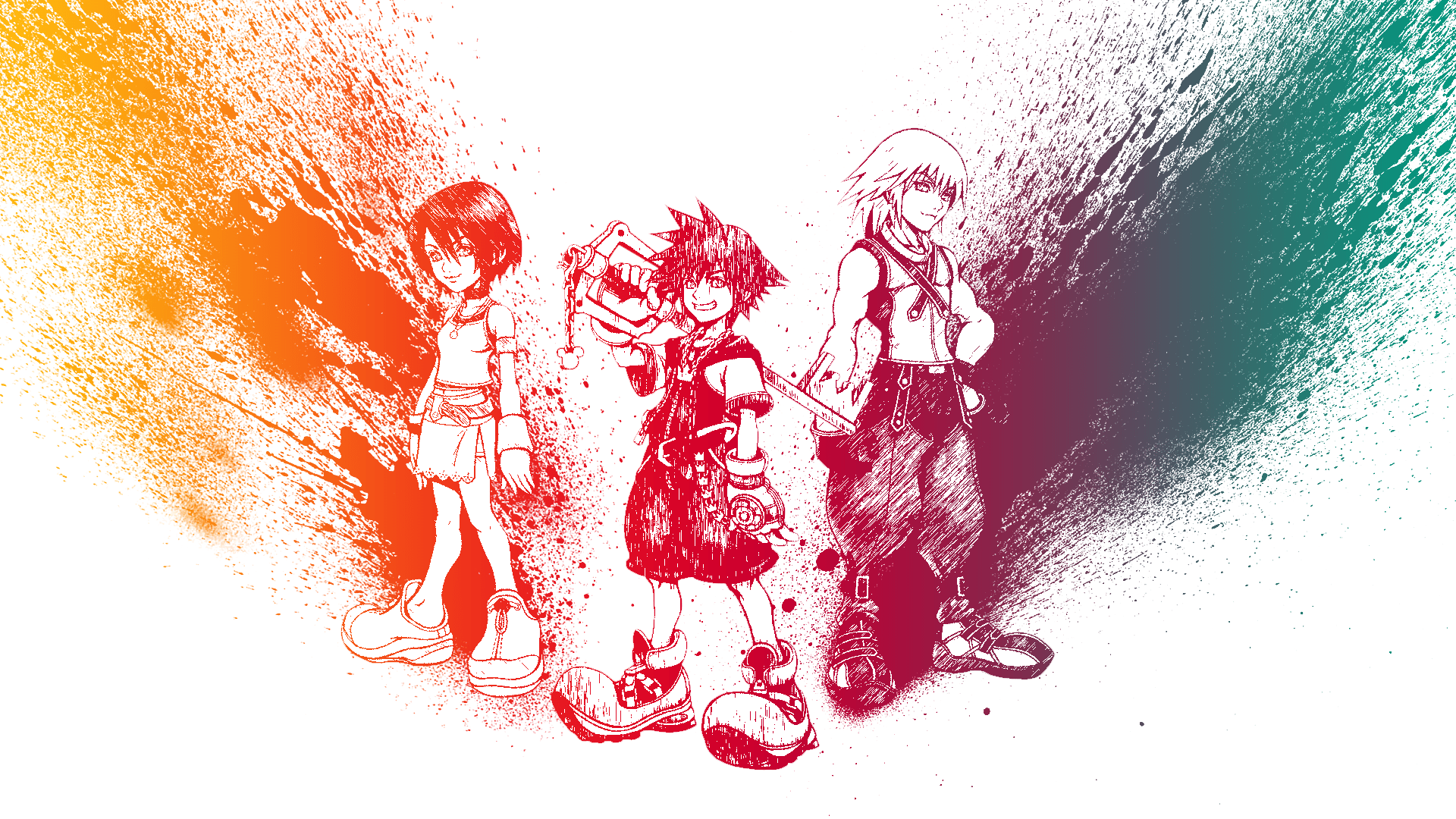 1920x1080 Kingdom Hearts Sora Kingdom Hearts Riku Kairi Keyblade Video Games Wallpaper:1920x1080