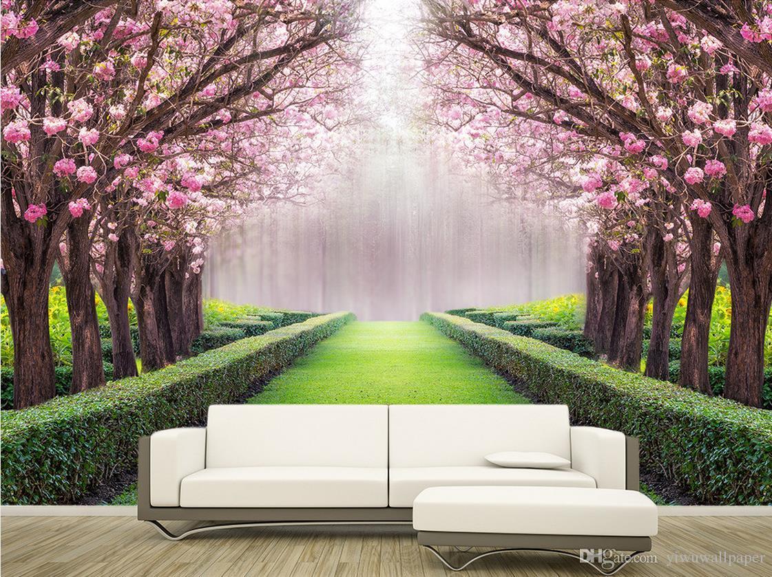 1121x839 Luxury European Modern Beautiful Scenery Flowers And Trees Mural 3D