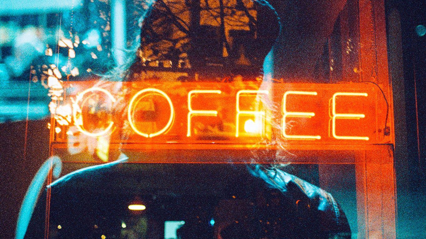 1366x768 wallpaper for desktop, laptop. coffee neon sign night illustration art