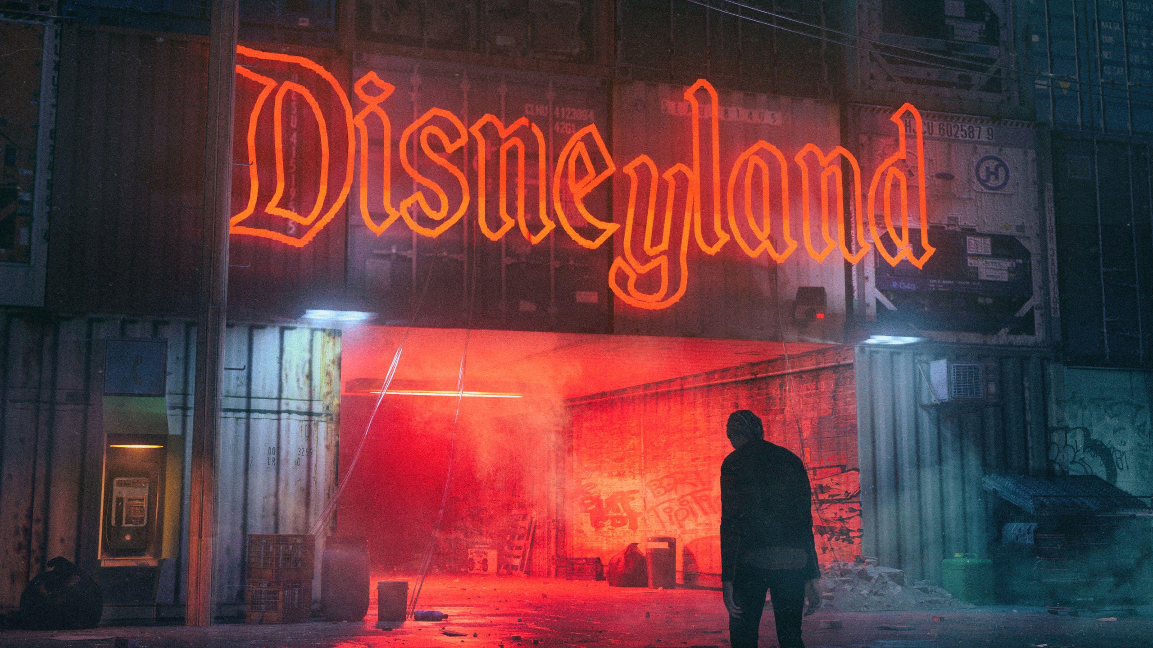 3840x2160 Wallpaper Disneyland, Neon sign, Alone, Dream, HD, Creative Graphics,. Wallpaper for iPhone, Android, Mobile and Desktop