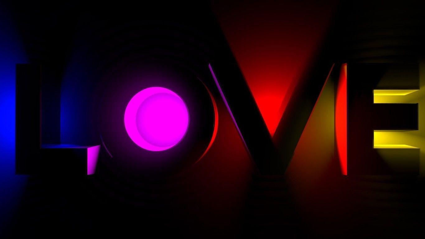 1366x768 Download 1366x768 Love, Letter, Neon Lights Wallpaper for Laptop, Notebook