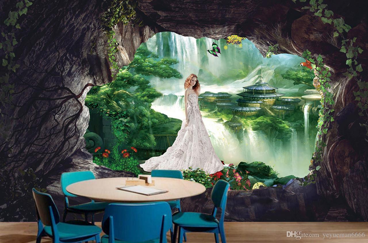 1280x845 Magic Wonderland Forest 3D Landscape Wallpaper Hotel Living Room