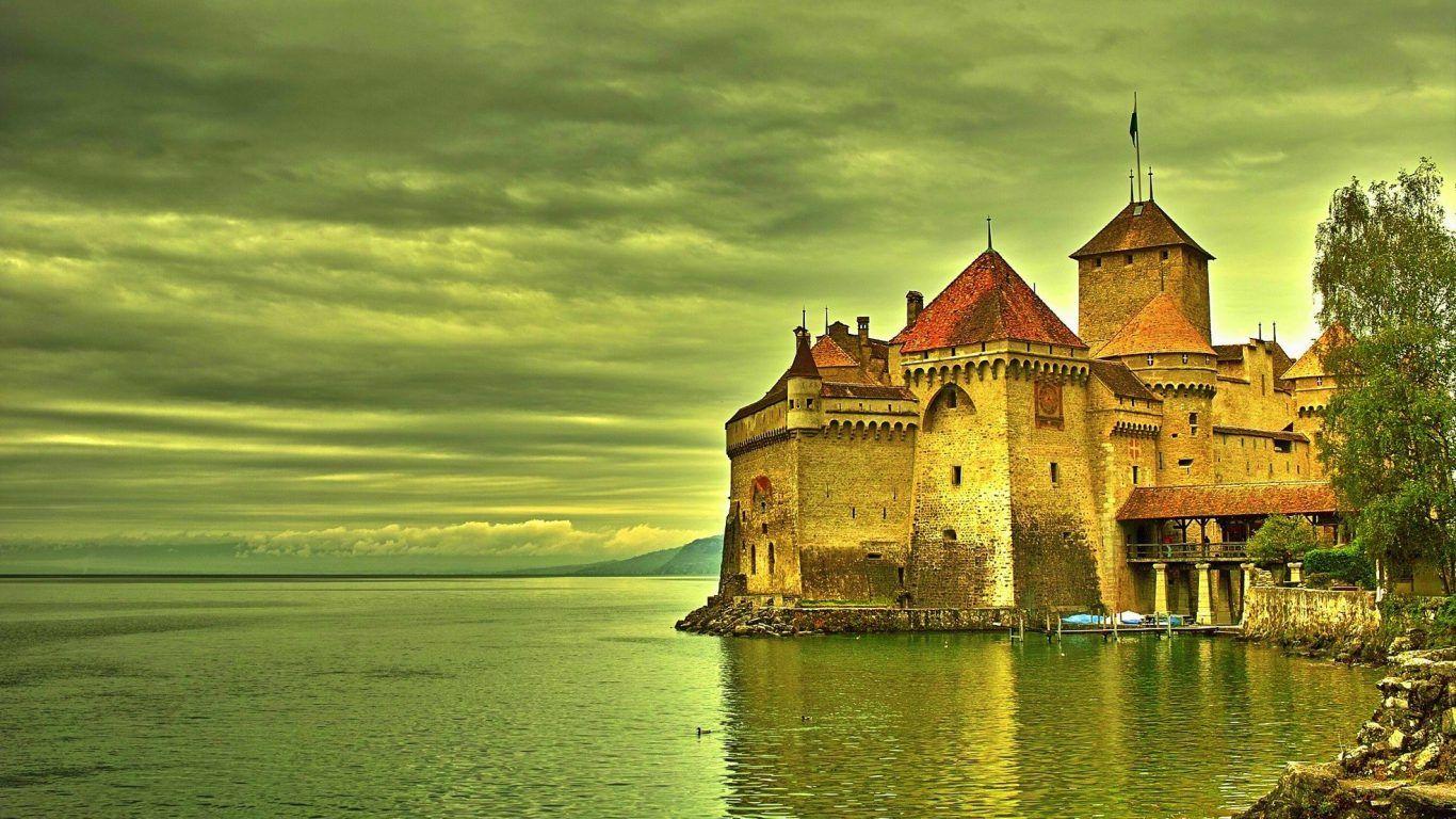 1366x768 Other: Castles Belarus Street Cities City Castle Free Download