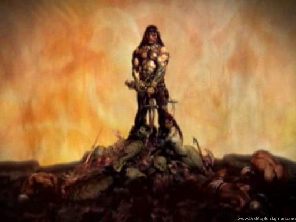1024x768 Creative Imagination: Frank Frazetta Painting With Fire Desktop Background