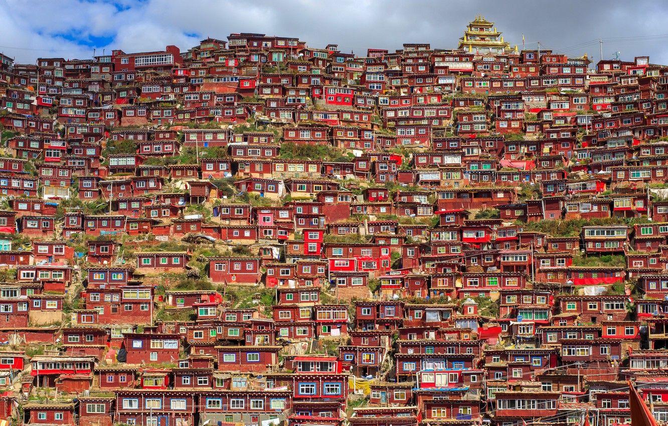 1332x850 Wallpaper China, Sichuan, Larung Gar, Tibetan Buddhist city image for desktop, section город