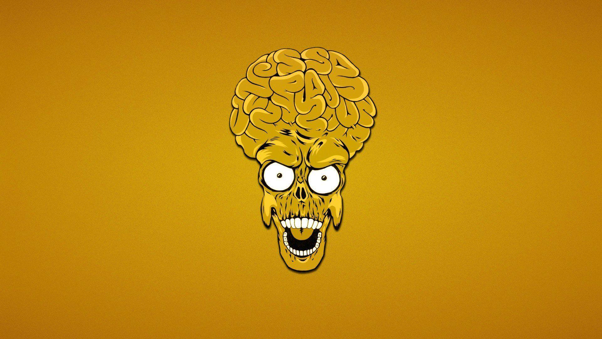1920x1080 brain, Mars Attacks, Aliens, Yellow, Movies Wallpaper HD / Desktop and Mobile Background