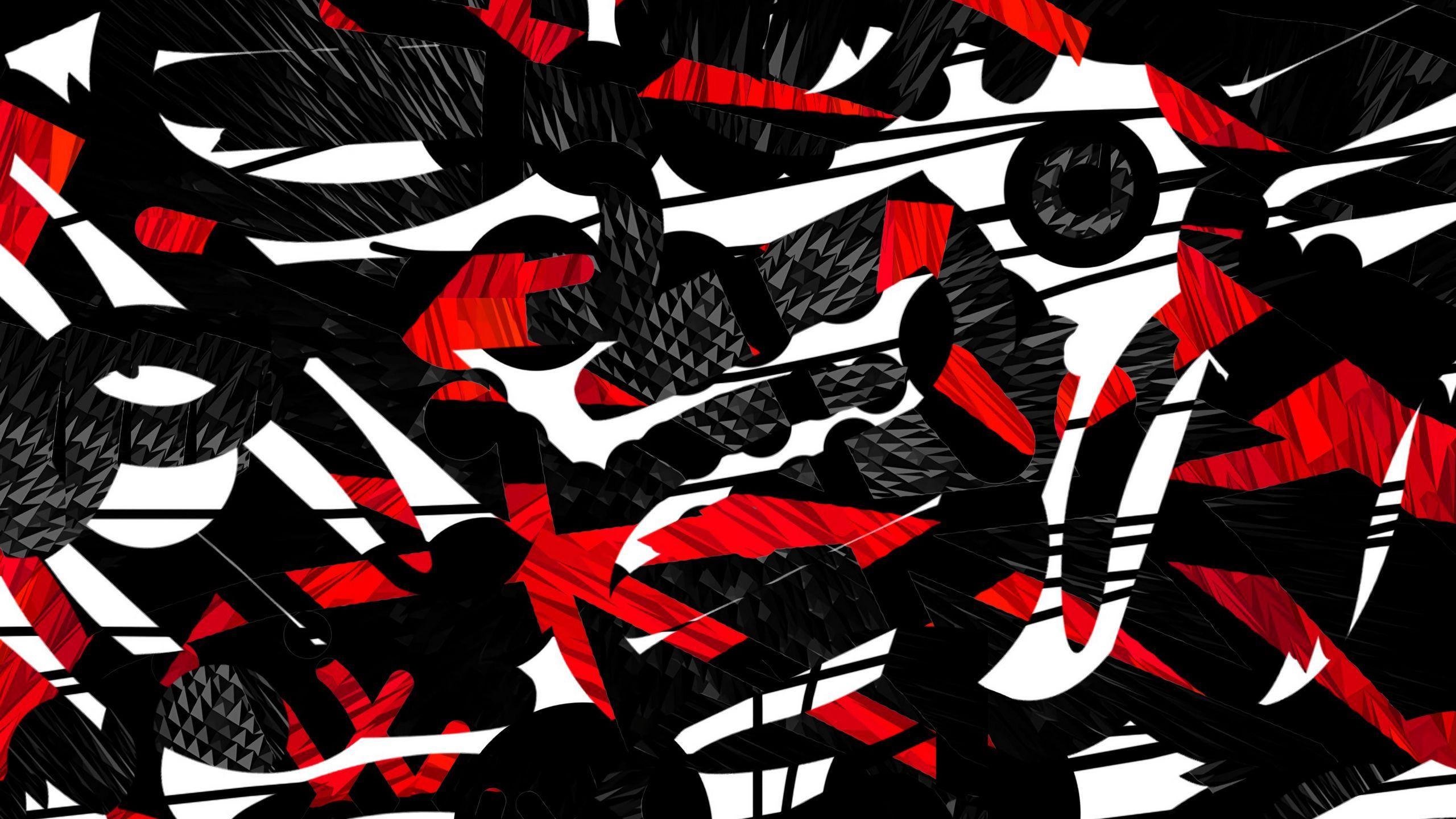 2560x1440 Download wallpaper 2560x1440 shapes, lines, red, black, abstraction widescreen 16:9 HD background