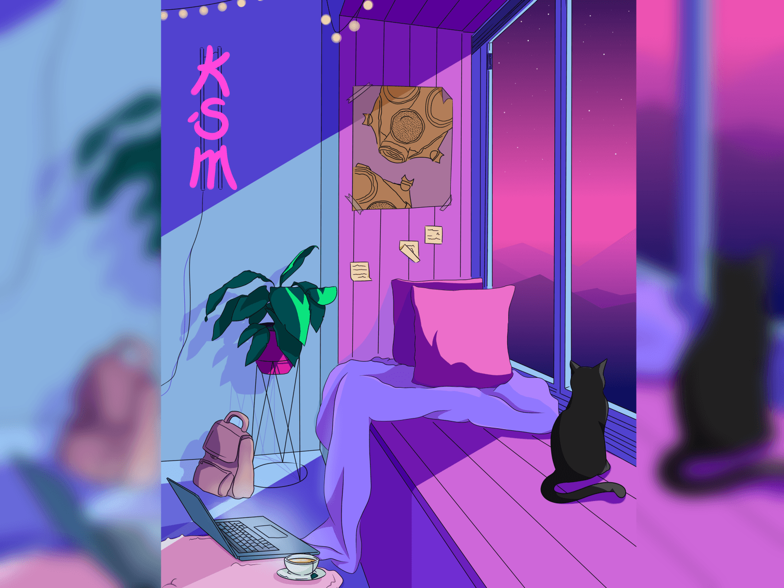 1600x1200 Retrowave Synthwave Illustration by Kerasumi on Dribbble