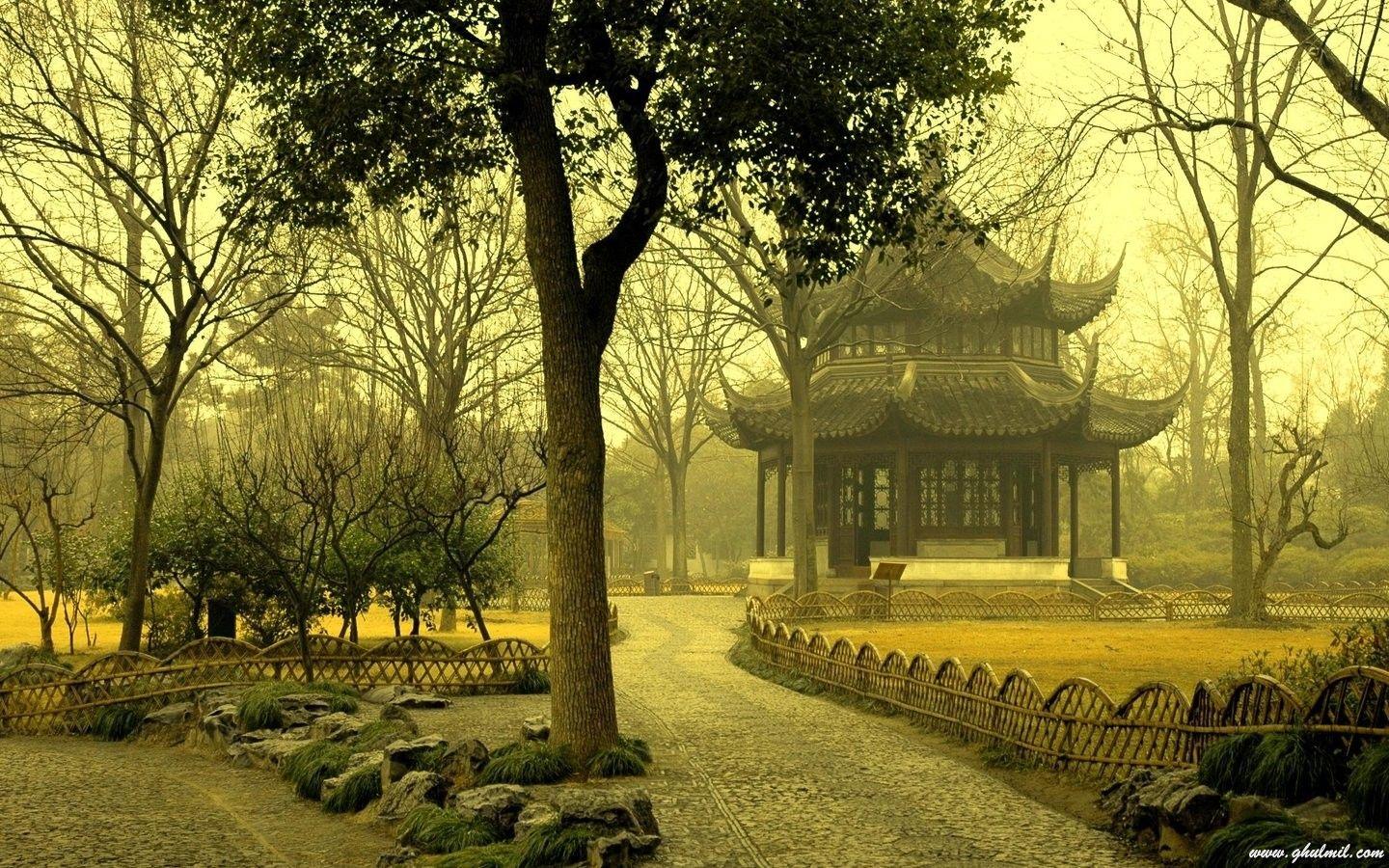1440x900 Other: Temple Garden Beautiful Scenery Japanese Natural Japan Old